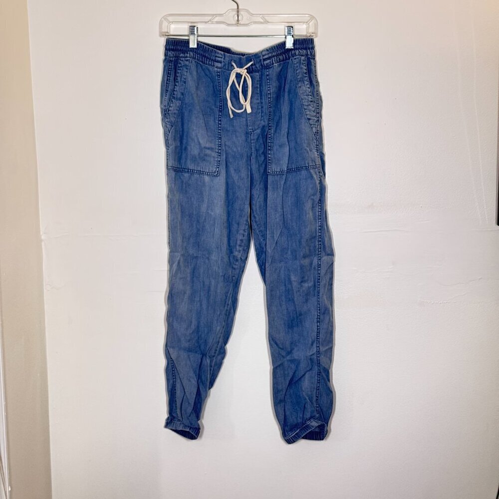 South Moon Under | Chambray Pants High Waisted Lightweight Denim Joggers Size S